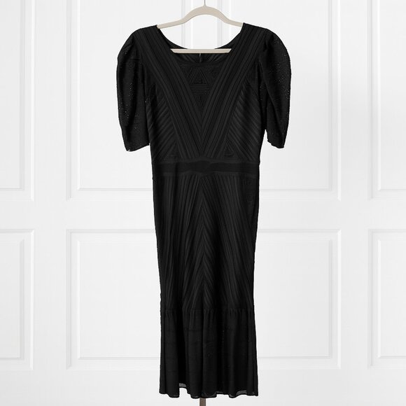 Stunning BCBG MaxAzria Black Lace Midi Dress Large - Picture 1 of 7